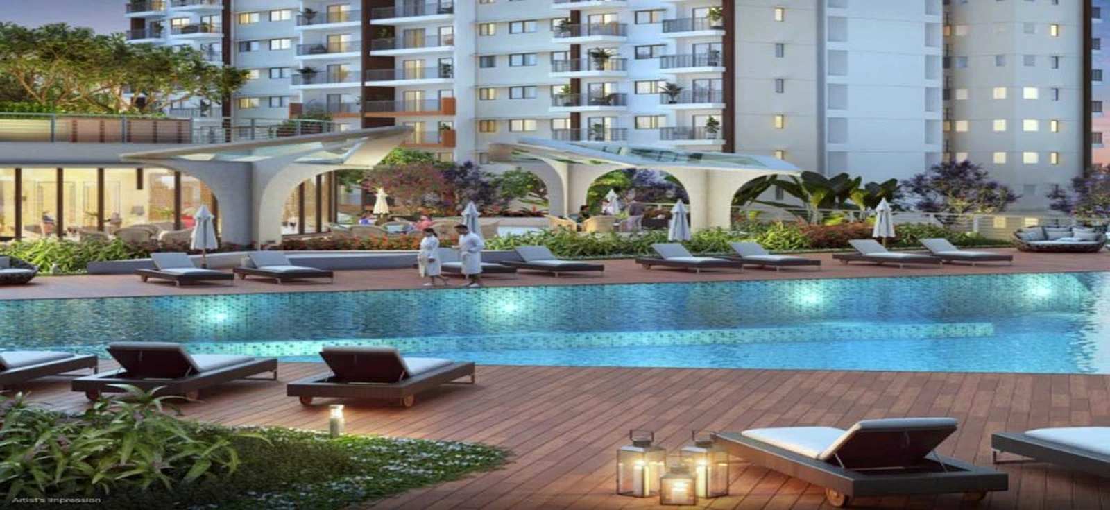 Infinity pool overlooking a landscaped estate